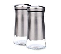 Ujjdwiurgh Salière et poivrière en acier inoxydable avec base en verre et trous réglables