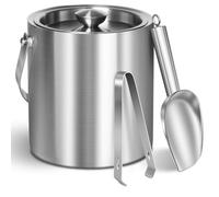 Ujjdwiurgh Seau à glace et couvercle inclus - Récipient isotherme en acier inoxydable - Idéal pour les bars à cocktails, les fêtes, le refroidissement du vin - Capacité de 2 l