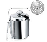 Ujjdwiurgh Seau à glace isotherme à double paroi avec couvercle, en acier inoxydable, 1,3 l