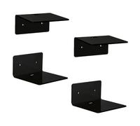 Ujjdwiurgh Set de 4 Supports D'Enceintes Flottantes Noires, Support D'Organisateur, Support D'Affichage pour Moniteur de, Support de Présentoir pour Livres, Étagère Flottante Murale, Support Mural.
