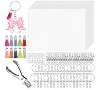 Ujjdwiurgh Shrinky-Dink Lot de 221 feuilles de plastique rétractables avec papier rétractable, perforatrice et chaîne pour marquage artisanal