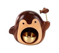 Ujjdwiurgh Sonnette en bois, carillon éolien en noyer noir, cloches en bronze, série pingouin, décoration de la maison, cadeaux.