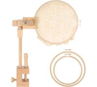 Ujjdwiurgh Support de cercle à broder, réglable en bois de hêtre rotatif pour loisirs créatifs, projets d'aiguille avec cercle à broder de 15,2 cm et 20,3 cm