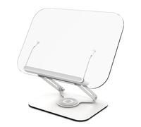 Ujjdwiurgh Support de Livre de Bureau Rotatif à 360° avec Panneau Transparent, Clips de Page, Support Pliable et Réglable en Angle pour Support de Livre