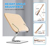 Ujjdwiurgh Support de Livre Réglable pour la Lecture, avec Base Rotative à 360° et Clips de Page