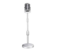 Ujjdwiurgh Support de microphone de bureau vintage avec hauteur réglable, style rétro classique, faux accessoire de micro, argenté