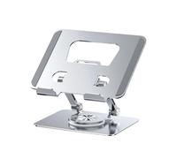 Ujjdwiurgh Support Universel pour Ordinateur Portable avec Base Rotative à 360°, Hauteur Réglable Multi-Angle, Étagère de Lecture Pliable, Argent, Installation Facile