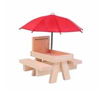 Ujjdwiurgh Table de Pique-Nique Mangeoire à Écureuils avec Parapluie, Mangeoires à Écureuils en Bois pour L'Extérieur, Mangeoire à Tamias Mignonne + Structure Solide B