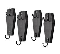 Ujjdwiurgh Tenture Murale de Cercueil D'Halloween, Crochet Mural de Cercueil pour Clés pour Mur - Cintre Rustique en Bois Noir pour Clés, Tasses, Sac à Main B