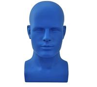 Ujjdwiurgh Tête de mannequin masculine professionnelle pour présentation de perruques, chapeaux, casques (bleu mat)