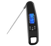 Ujjdwiurgh Thermomètre à Viande à Lecture Instantanée Thermomètre Étanche pour Grillades et Cuisson, avec Rétroéclairage et Étalonnage - Noir