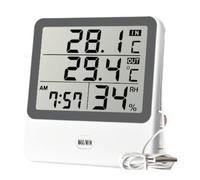 Ujjdwiurgh Thermomètre avec Double Affichage de la Température, Minuteur et Grand Écran, Haute Précision, Convient pour une Utilisation Intérieure et Extérieure