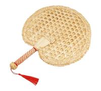 Ujjdwiurgh Tissés À la Main Ventilateur Tissé À la Main en Paille Vieil Été Naturel Ventilateur Rond Décoratif Respectueux de L'Environnement