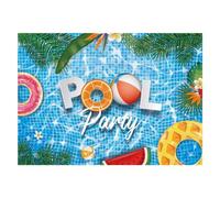 Ujjdwiurgh Toile de fond pour photographie d'anniversaire d'enfants sur le thème de la piscine hawaïenne, facile à utiliser - 220 x 50 cm