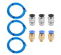 Ujjdwiurgh Tube PTFE bleu (1,5 mètre) avec 3 raccords Pc4-M6 et 3 pièces Pc4-M10 mâle droit pneumatique Pefe Tube Push Fitting Connecteur pour imprimante 3D Filament 1,75 mm
