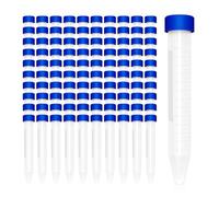 Ujjdwiurgh Tubes de centrifugeuse en plastique de 15 ml avec bouchon à vis, 100 tubes de tétine coniques de 15 ml avec 1 support de tube de centrifugeuse