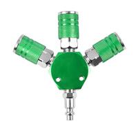 Ujjdwiurgh Tuyau Collecteur D'Air à 3 Voies en Aluminium de Type Hexagonal, Comprenant 3 Raccords Industriels en Acier et un Bouchon pour Compresseur D'Air, Vert