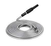 Ujjdwiurgh Tuyau d'arrosage en acier inoxydable 304 de 7,6 m, flexible, gratuit, antirouille, facile à utiliser et à ranger
