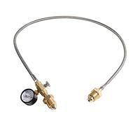 Ujjdwiurgh Tuyau de Raccordement Tressé en Acier Inoxydable 36 Pouces pour Azote et Hélium, Raccord CGA580 avec Manomètre