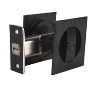 Ujjdwiurgh Verrou de porte coulissante en bois avec traduction cachée, noir mat, contemporain, carré