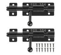 Ujjdwiurgh Verrouillage de la Porte à Glissière Sécurisée: Boulon de Barils Noir Mat de 4 Pouces avec Trou de, 304 en Acier Inoxydable, 2 Pack