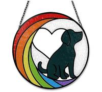 Ujjdwiurgh Vitrail Suspendu Décoratif Pont Arc-en-Ciel Attrape-Soleil Décoratif pour Les Amoureux des Chiens Animal de Compagnie Présent