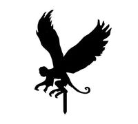 Ujjdwiurgh Vol Singe Pieu de Jardin en Métal Mouche Singe Silhouette Noire Pieu de Jardin Signe Décor pour Cour Pelouse Patio