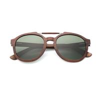 UJNHGQ Lunettes de soleil classiques en bois à monture elliptique, verres UV400 pour hommes et femmes, vert, WoodPeelCaseE