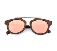 UJNHGQ Lunettes de soleil classiques en bois Vintage pour qualité fait main polarisé TAC Lens,Rose Gold,WoodCase A