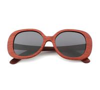 UJNHGQ Lunettes de soleil en bois polarisées UV400 pour femmes et hommes, design vintage, mode, gris, marron, boîtier rond D