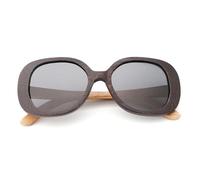 UJNHGQ Lunettes de soleil en bois polarisées UV400 pour femmes et hommes, design vintage, mode, marron, boîtier rond en bambou C