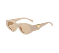 UJNHGQ Lunettes de soleil œil de chat de créateur, lunettes de soleil ovales à petite monture pour les loisirs et les vacances à la mode, Off White Tea, 1