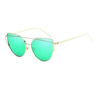 UJNHGQ Lunettes de soleil œil de chat rétro sexy pour femmes, lunettes de soleil en métal, noires, vintage, mode dames, or vert