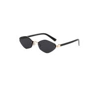 UJNHGQ Lunettes de soleil œil de chat vintage polygonales sans monture, tendance et cool, un incontournable pour l'association de la mode.,NOIR