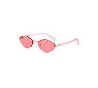 UJNHGQ Lunettes de soleil œil de chat vintage polygonales sans monture, tendance et cool, un incontournable pour l'association de la mode.,Rose