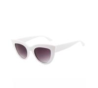 UJNHGQ Lunettes de soleil œil de chat vintage pour femme, monture en plastique effet miroir dégradé, blanc et gris, 1