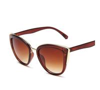 UJNHGQ Lunettes de soleil œil de chat vintage pour femmes, lunettes de soleil tendance, sexy, léopard, noir dégradé, thé
