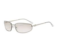 UJNHGQ Lunettes de soleil ovales rétro à monture métallique pour femme, verres solaires tendance pour sports de plein air, UV400, argentées, 30 cm