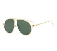 UJNHGQ Lunettes de soleil ovales surdimensionnées pour femmes, monture métallique, style pilote vintage, verres de protection, C5GoldGreen