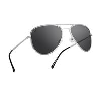 UJNHGQ Lunettes de soleil polarisées pour grosses têtes, hommes et femmes, gris argenté, taille XXL