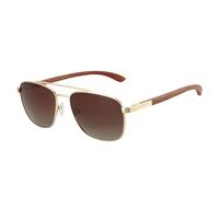 UJNHGQ Lunettes de soleil polarisées Trend Wood pour hommes, protection pêche, conduite, golf, pilote, 003 marron dégradé, 1