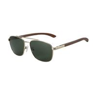 UJNHGQ Lunettes de soleil polarisées Trend Wood pour hommes, protection pêche conduite golf pilote, verres verts 006, 1