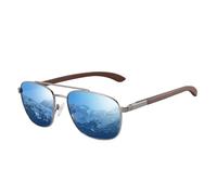 UJNHGQ Lunettes de soleil polarisées Trend Wood pour hommes, protection pêche, conduite, golf, pilote, verres bleu ciel 008, 1