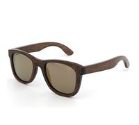 UJNHGQ Lunettes de soleil polarisées vintage tendance pour homme, fabriquées en bambou naturel avec polarisation faite à la main, dorées, étui en bois A