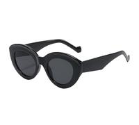 UJNHGQ Lunettes de soleil surdimensionnées à monture rétro pour femmes, style rétro chic, ovales, noir brillant