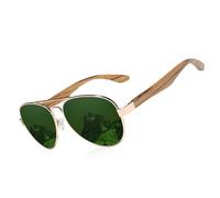 UJNHGQ Lunettes de soleil tendance en bois polarisées pour homme, verres miroir UV400, pour la conduite, la pêche, branches en bois, vert G15,1