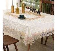 UJNHGQ Nappe rectangulaire Blanche brodée en Dentelle, Motif Floral, imperméable, pour Table à Manger, Mariage, fête, Maison (130 x 180 cm, Kaki)