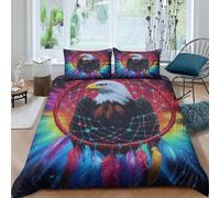 UJSDVNNJJ Eagle Dreamcatcher Ensemble De Literie Entretien Facile Microfibre Hypoallergique 3 pièces Native American Linge de Lit avec 2 Taies d'oreiller Léger for Chambre Adulte King（220x240cm）