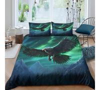 UJSDVNNJJ Eagle soars Parure de Lit Entretien Facile Microfibre Hypoallergique 3 pièces Fantaisie Montagne scène Linge de Lit avec 2 Taies d'oreiller Léger for Adulte Enfants Filles King（220x240cm）