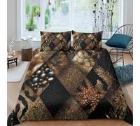 UJSDVNNJJ Golden Textures Ensemble De Literie Douce Microfibre 3 pièces Imprimé en 3D Luxury Decorative Design Linge de Lit avec Fermeture Éclair Ultra Douce for Chambre à Coucher Single（140x200cm）